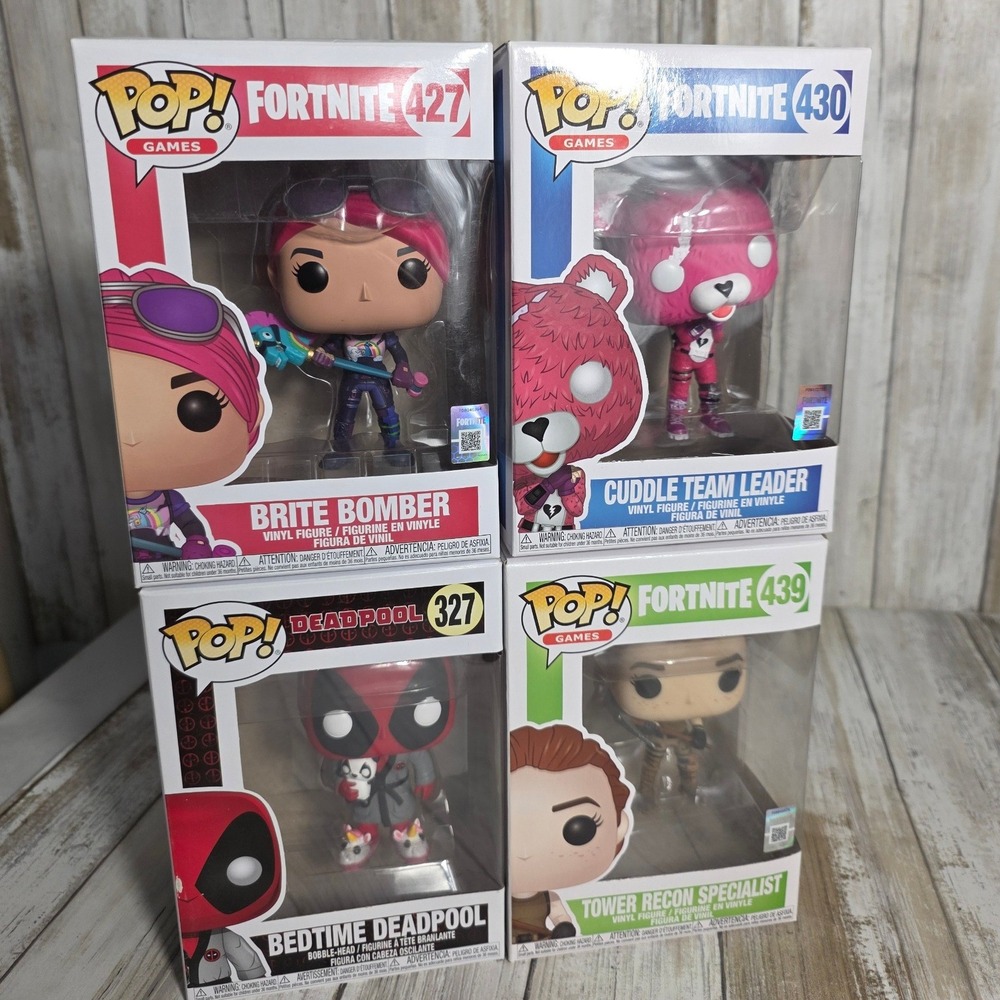 Funko Pop Fortnite & Deadpool Lot of 4 Brite Bomber Cuddle Team Bedtime 427 430 - Picture 7 of 8